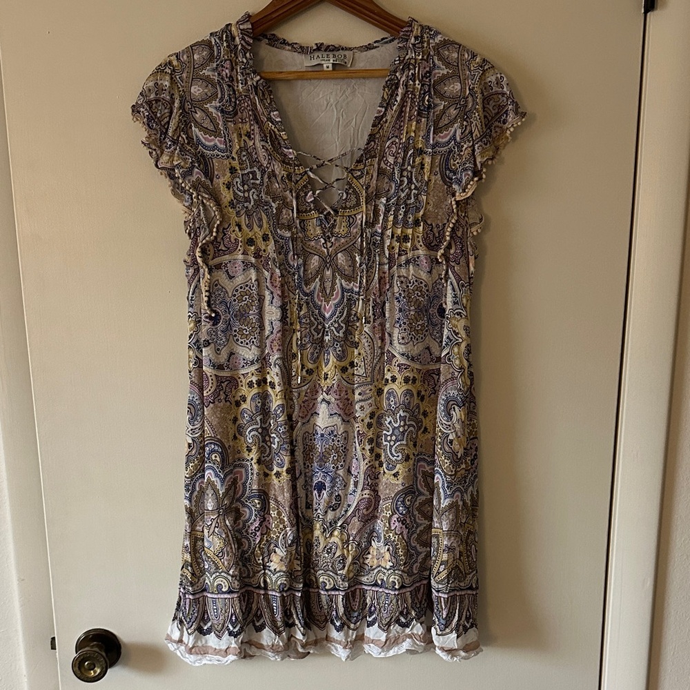 Hale Bob Paisley Midi Dress in Yellow and Purple